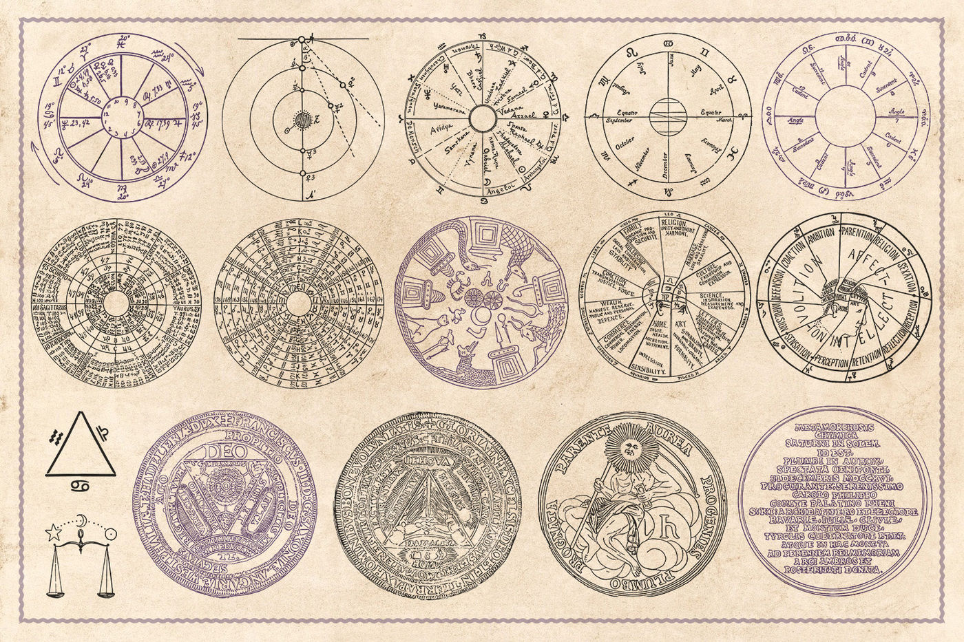 190 Vintage Astrology Alchemy Vectors By Brigantine Designs Thehungryjpeg Com