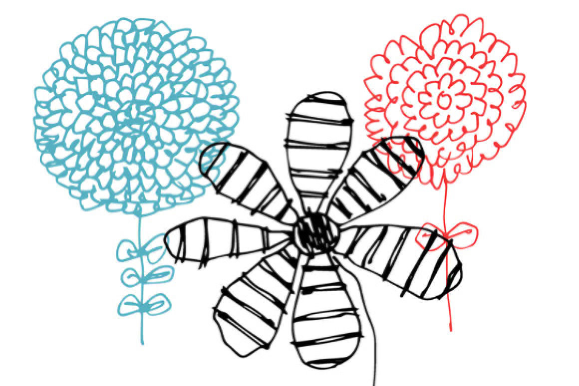 Doodle Flowers Clipart and Png Files By Colors on Paper | TheHungryJPEG.com