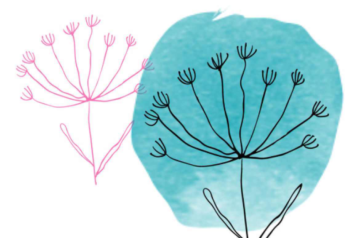 Doodle Flowers Clipart and Png Files By Colors on Paper | TheHungryJPEG.com