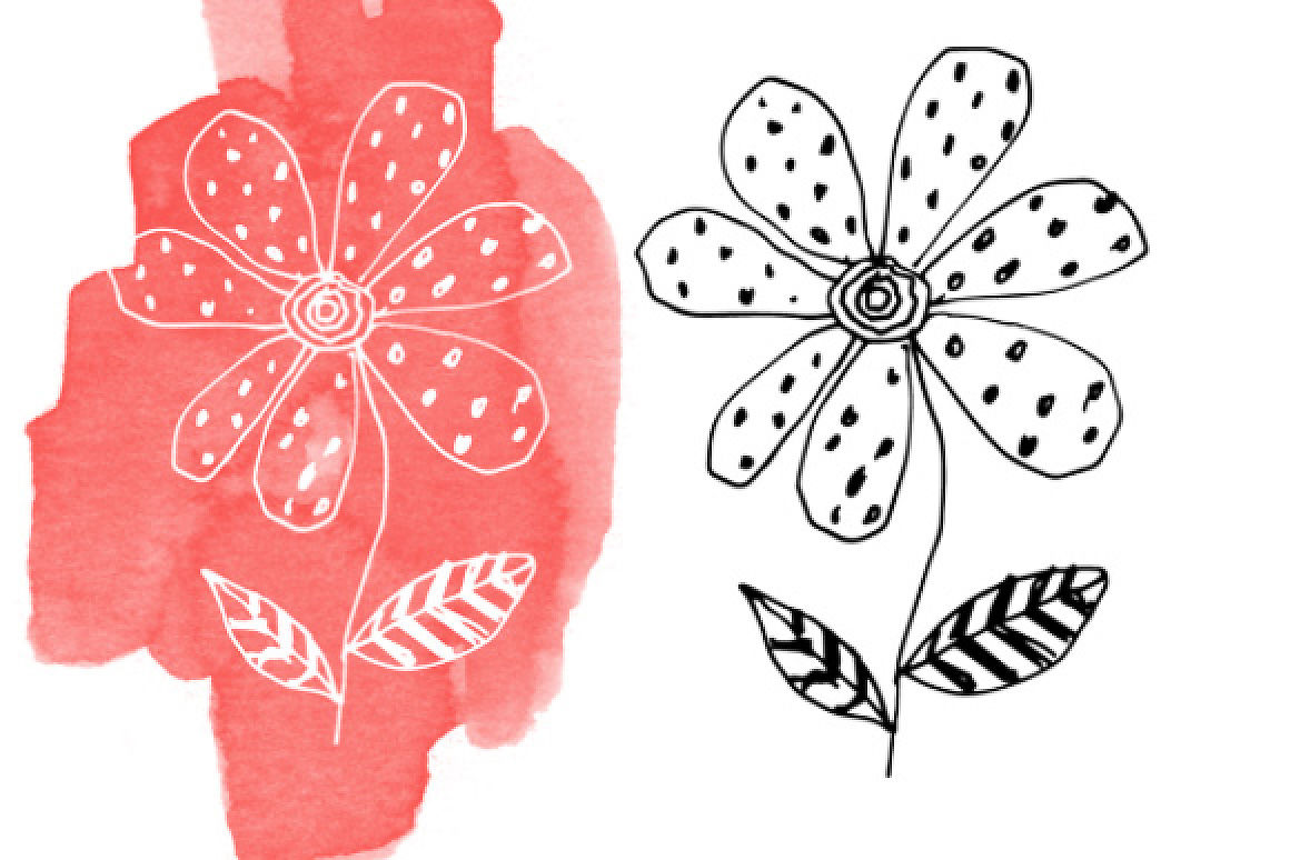 Doodle Flowers Clipart and Png Files By Colors on Paper | TheHungryJPEG.com