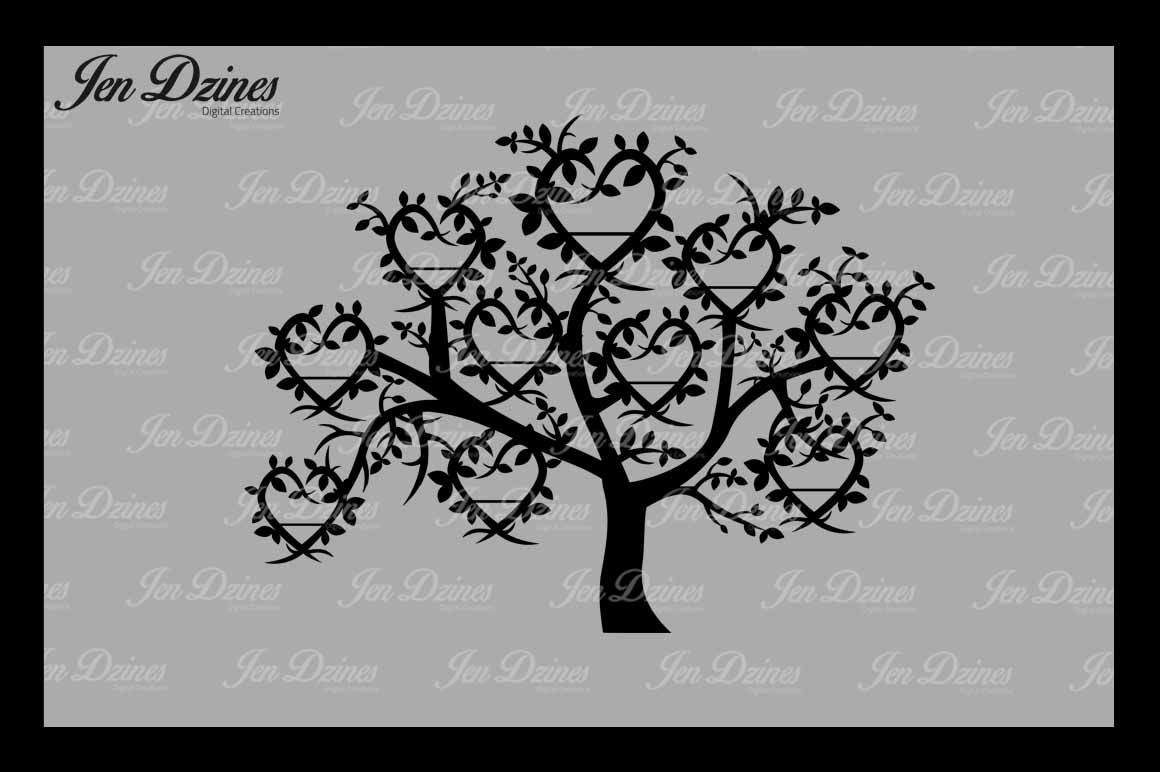 Download Heart Family Tree 10 Names SVG DXF EPS PNG By Jen Dzines ...