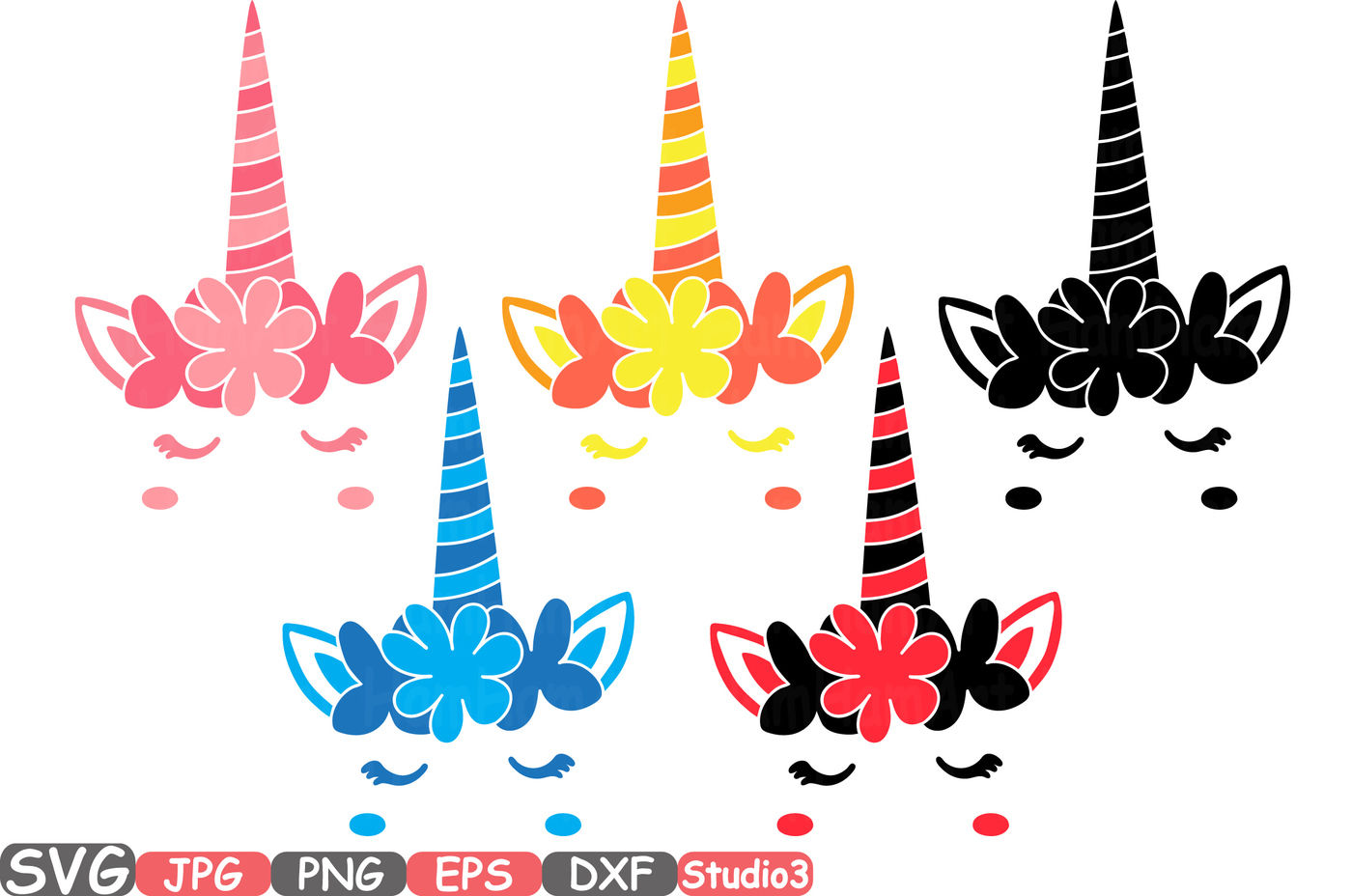Download Flower Unicorn Monogram Silhouette SVG Cutting Files Digital Clip Art Graphic Studio3 cricut ...