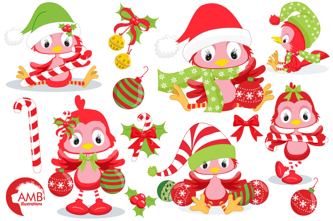 Christmas red birds clipart, graphics, illustrations AMB-193 By AMBillustrations | TheHungryJPEG.com