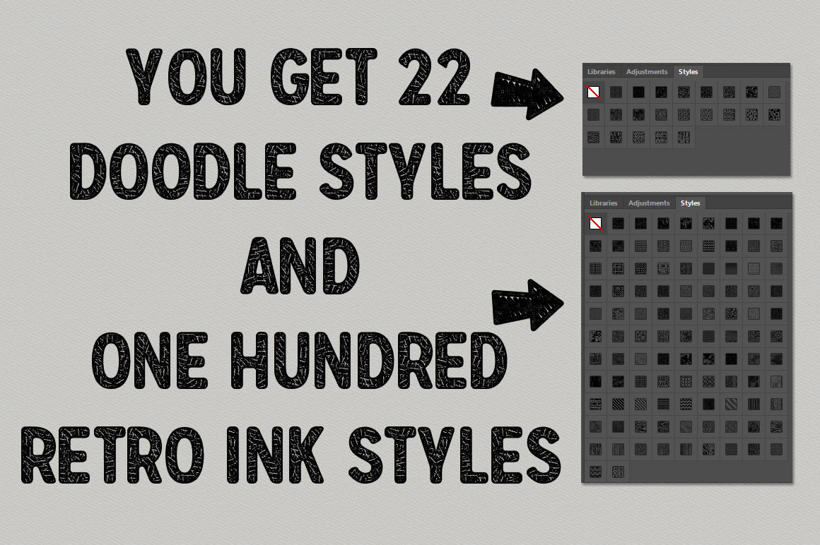 Scribbled And Retro Inked Styles By Heather Green Designs Thehungryjpeg Com