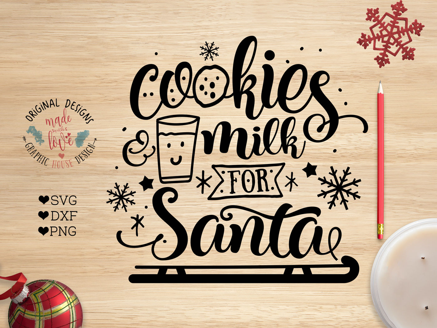 Download Cookies and Milk for Santa Cut File By GraphicHouseDesign ...