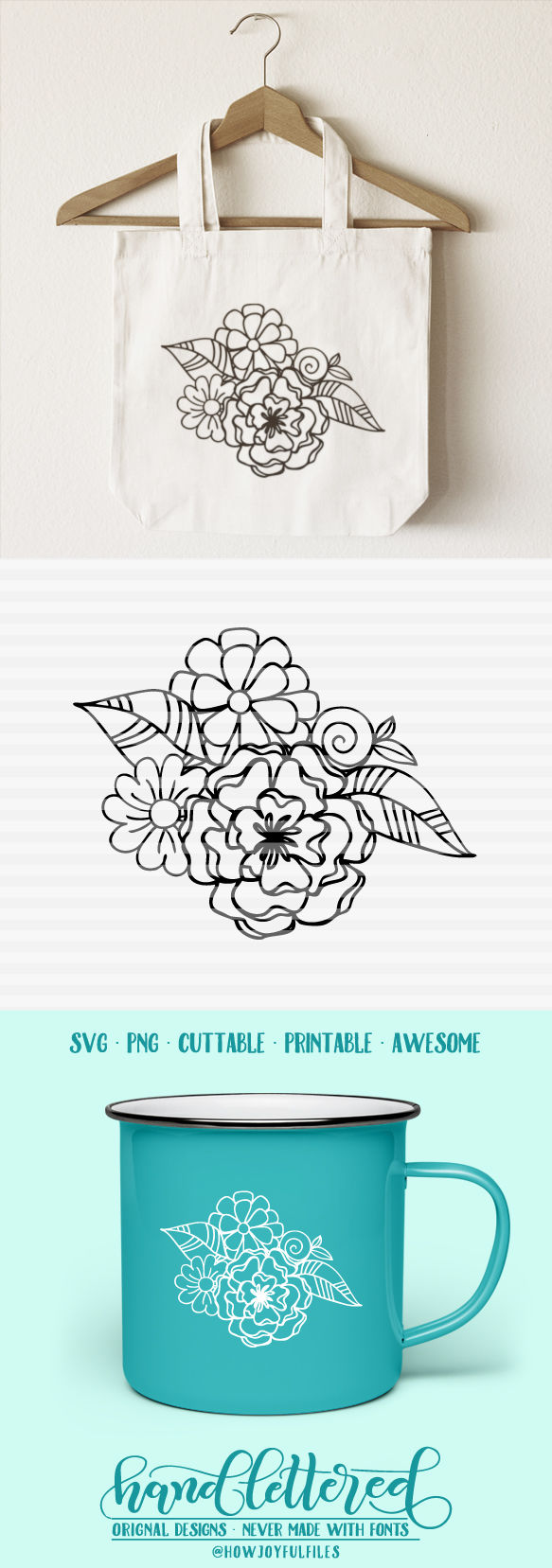 Download Flowers - SVG, PNG, PDF files - hand drawn lettered cut ...