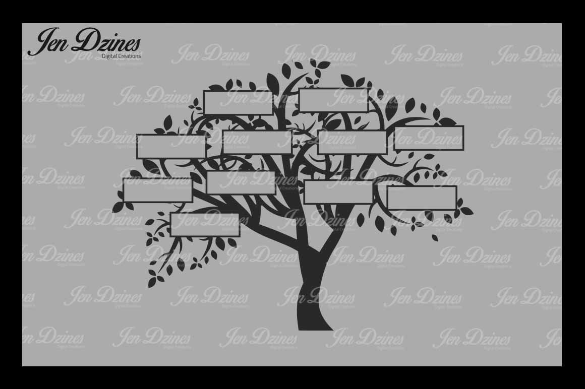 Download Family Tree 11 Names SVG DXF EPS PNG By Jen Dzines ...