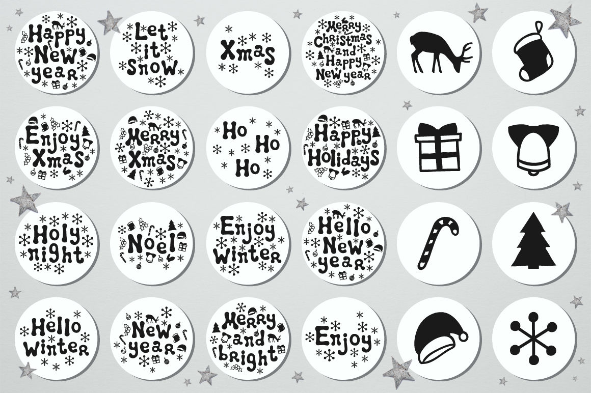 48 Christmas Gift Round Stickers Set By Krolja | TheHungryJPEG