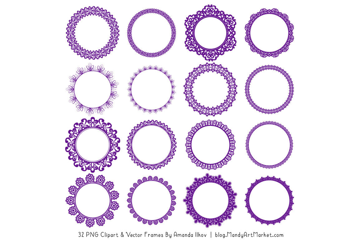 Mixed Lace Round Frames in Violet By Amanda Ilkov