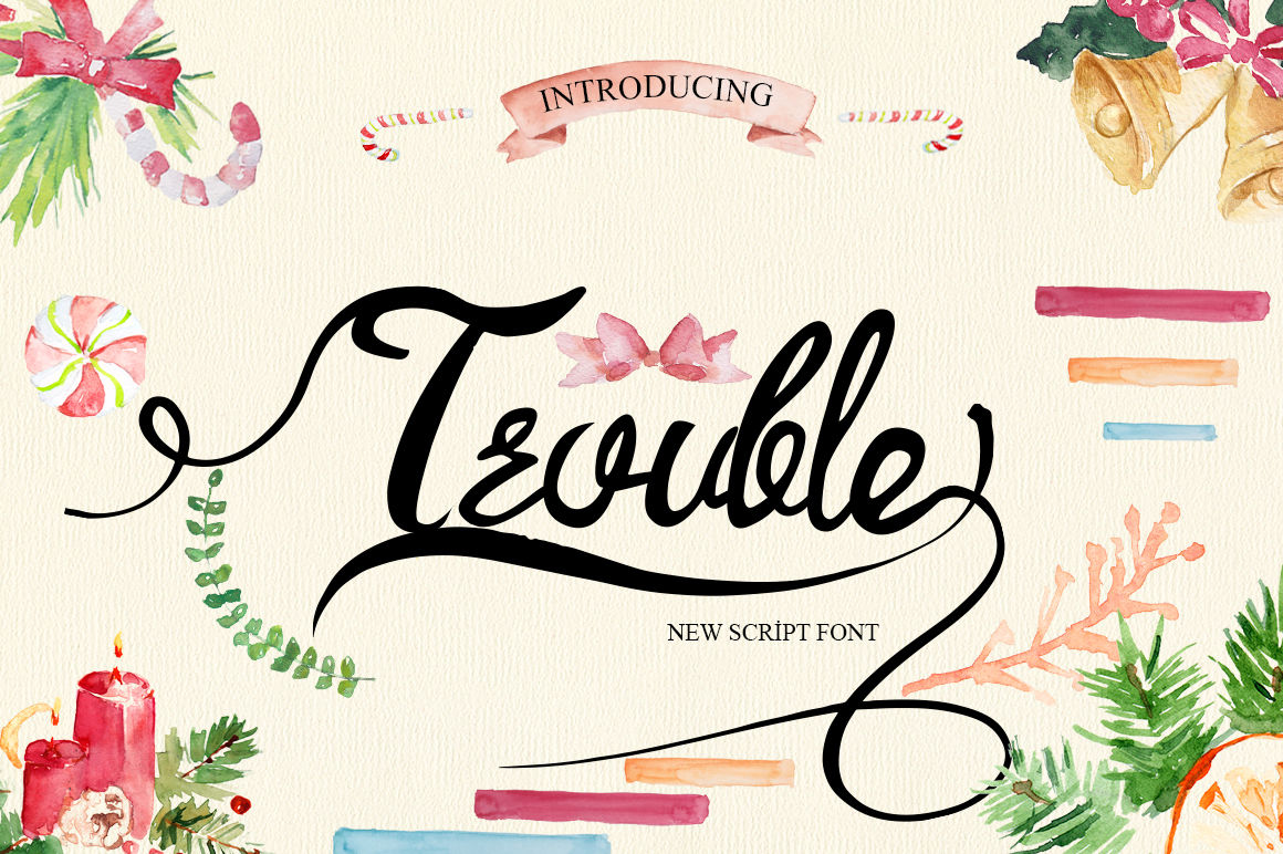 Trouble Script Font And Swashes By Jasmeenpetit Thehungryjpeg Com