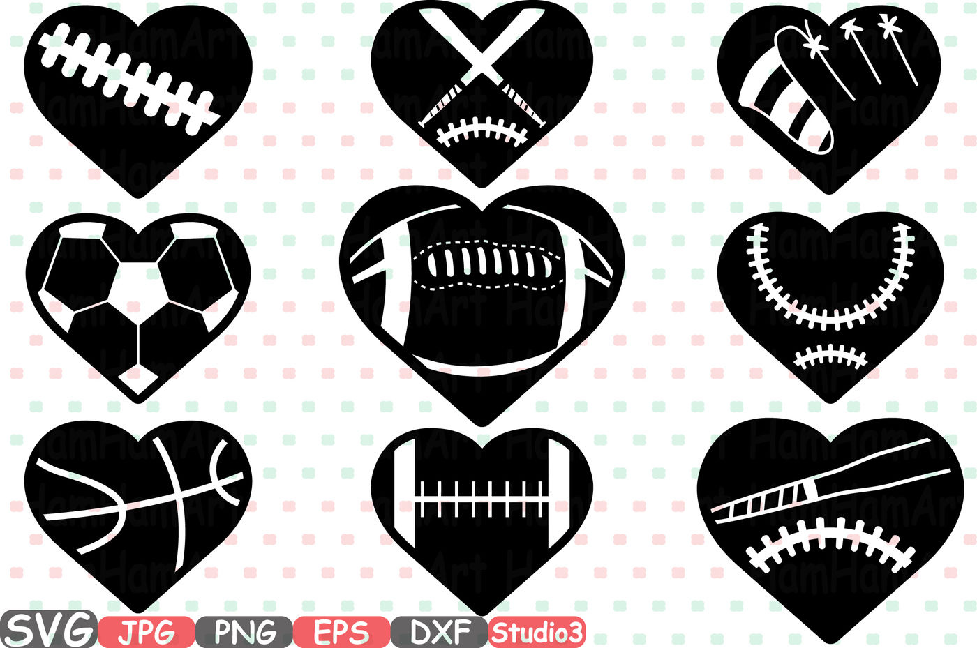 Download Sports Heart Balls Silhouette Svg Cutting Files Digital Clip Art Graphic Studio3 Cricut Cuttable Die Cut Machines Love Ball Baseball Soccer Basketball Football Valentines 700s By Hamhamart Thehungryjpeg Com