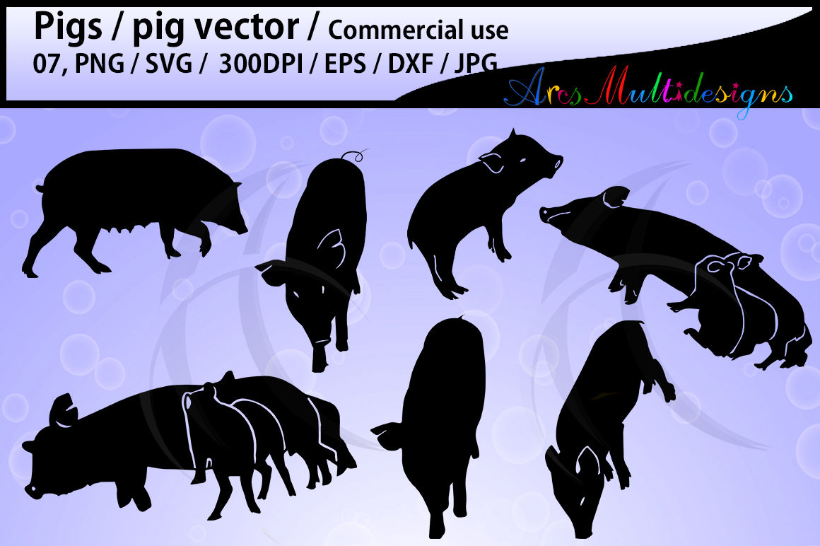 Download Pig Vector Svg Eps Png Dxf Pig Silhouette Pig Clipart Pig Icon Vector 300 Dpi Commercial Use By Arcsmultidesignsshop Thehungryjpeg Com