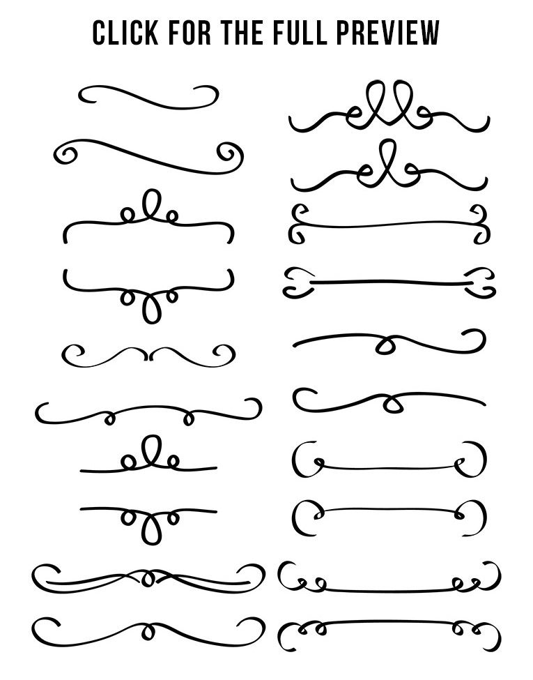 20 Simple Flourish Dividers Wedding Clipart Border Clipart Line Dividers Text Dividers By Digital Download Shop Thehungryjpeg Com