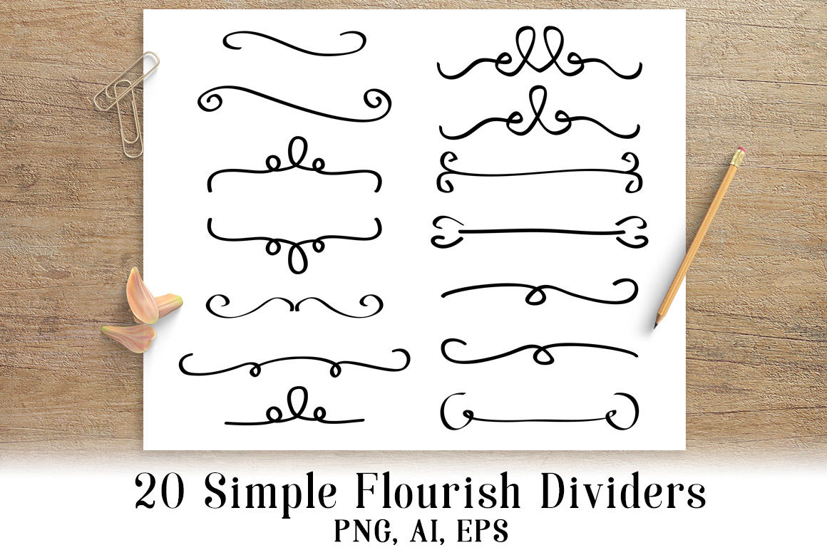 Download 20 Simple Flourish Dividers Wedding Clipart Border Clipart Line Dividers Text Dividers By Digital Download Shop Thehungryjpeg Com