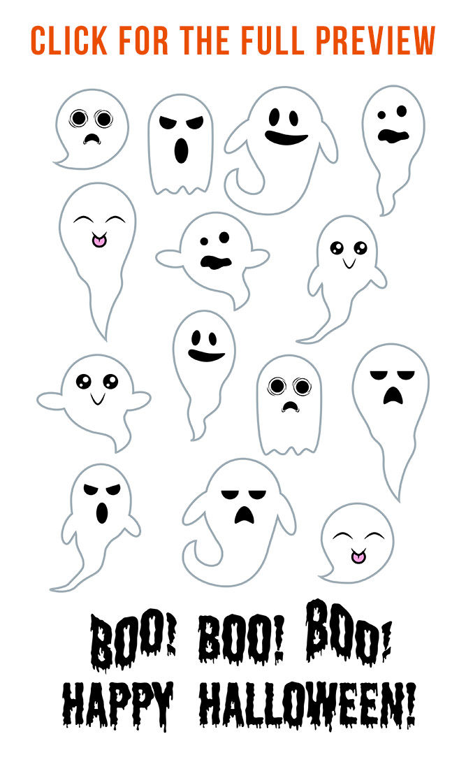 Download 14 Ghosts Clipart, Halloween Clipart, Ghost SVG, Halloween ...