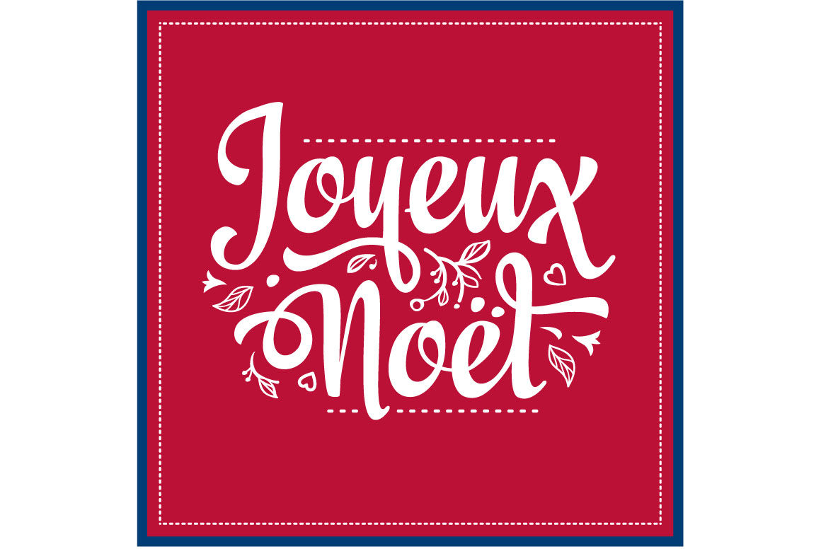 Joyeux Noel French Christmas Card Merry Xmas France Holiday Ornament Christmas Logo Monochrome By Zoya Miller Thehungryjpeg Com