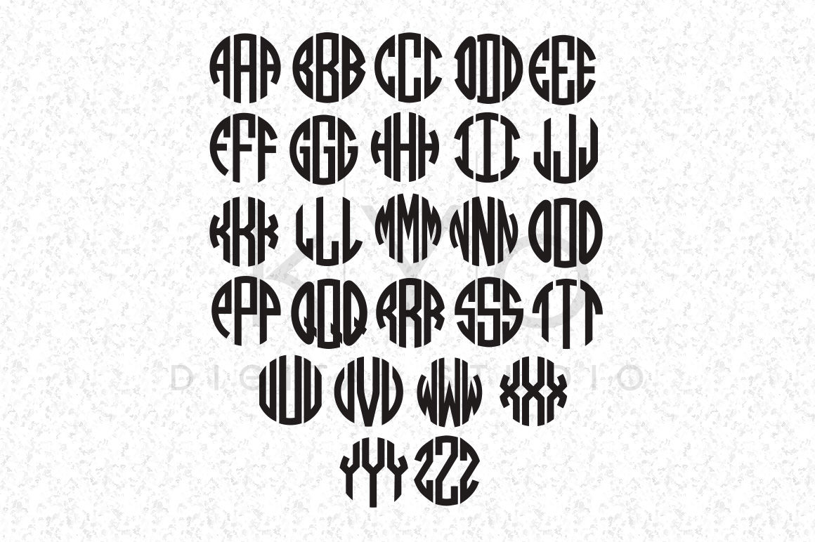 Circle Monogram Font Letters For Cricut Explore And Silhouette Cameo By Kyo Digital Studio | Thehungryjpeg.com