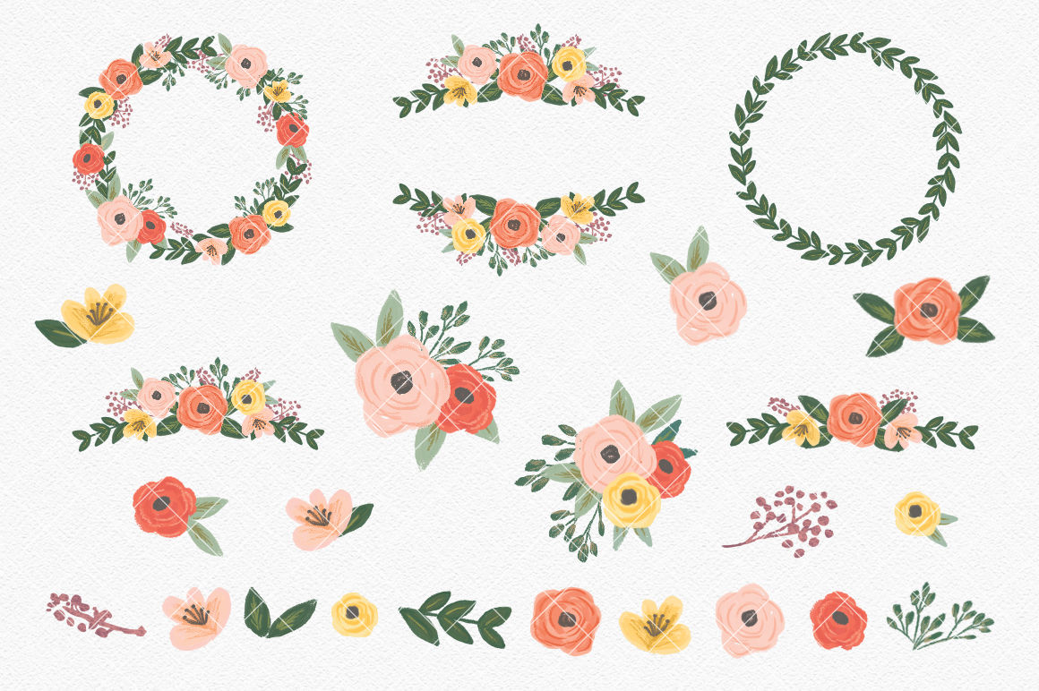 Hand Painted Fall Florals By Indie Grace | TheHungryJPEG