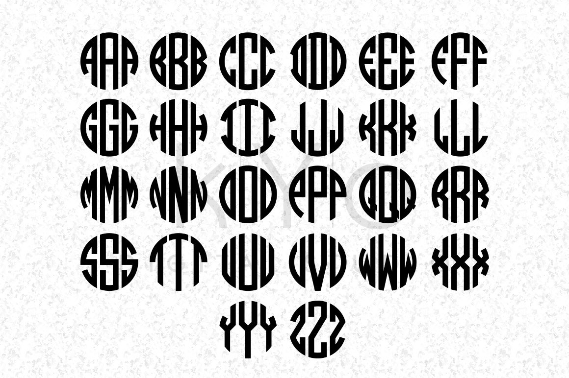 Circle Monogram Font In Ttf And Otf Formats Cricut Fonts Cricut Files By Kyo Digital Studio Thehungryjpeg Com