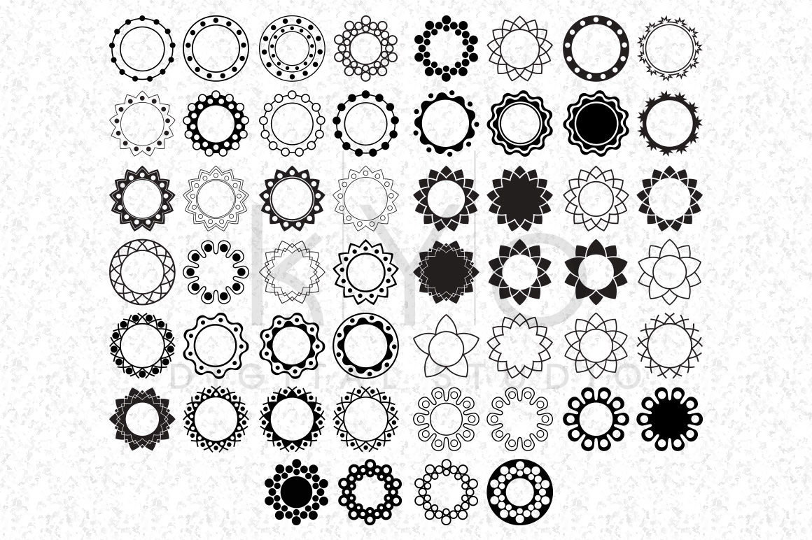Circle Monogram Frames Set Of 52 Frames Svg Files For Cricut By Kyo Digital Studio Thehungryjpeg Com