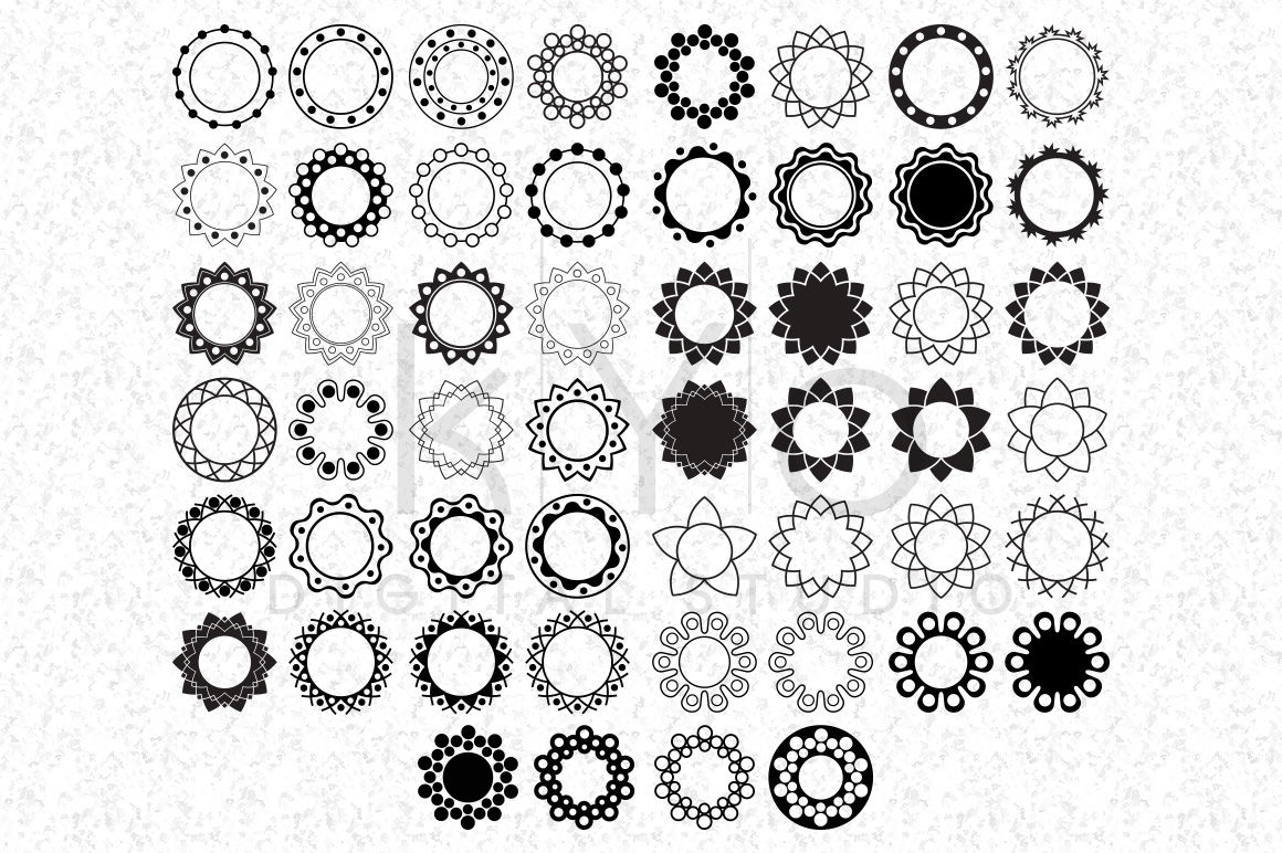 Download Circle Monogram Frames Set Of 52 Frames Svg Files For Cricut By Kyo Digital Studio Thehungryjpeg Com