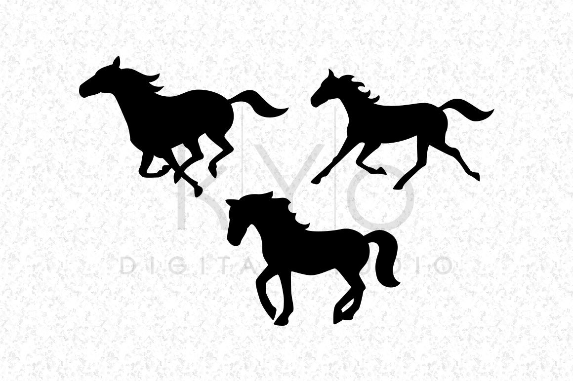 Running Horse Mustang Silhouettes Equestrian Svg Dxf Png Eps Files For Cricut Explore And Silhouette Cameo By Kyo Digital Studio Thehungryjpeg Com