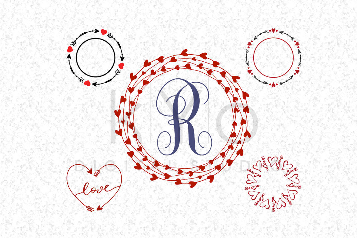 Valentines Day Heart Wreath SVG DXF PNG EPS By kYo Digital ...