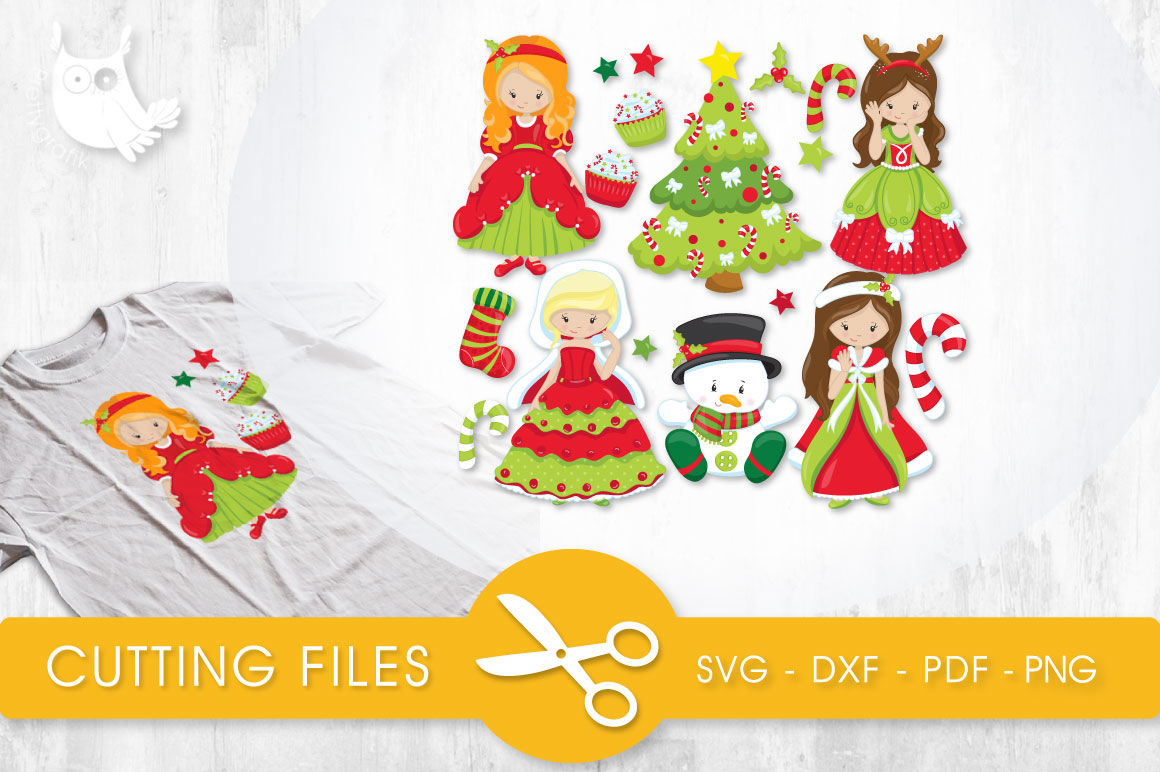 Christmas Princesses Svg Png Eps Dxf Cut File By Prettycuttables Thehungryjpeg Com