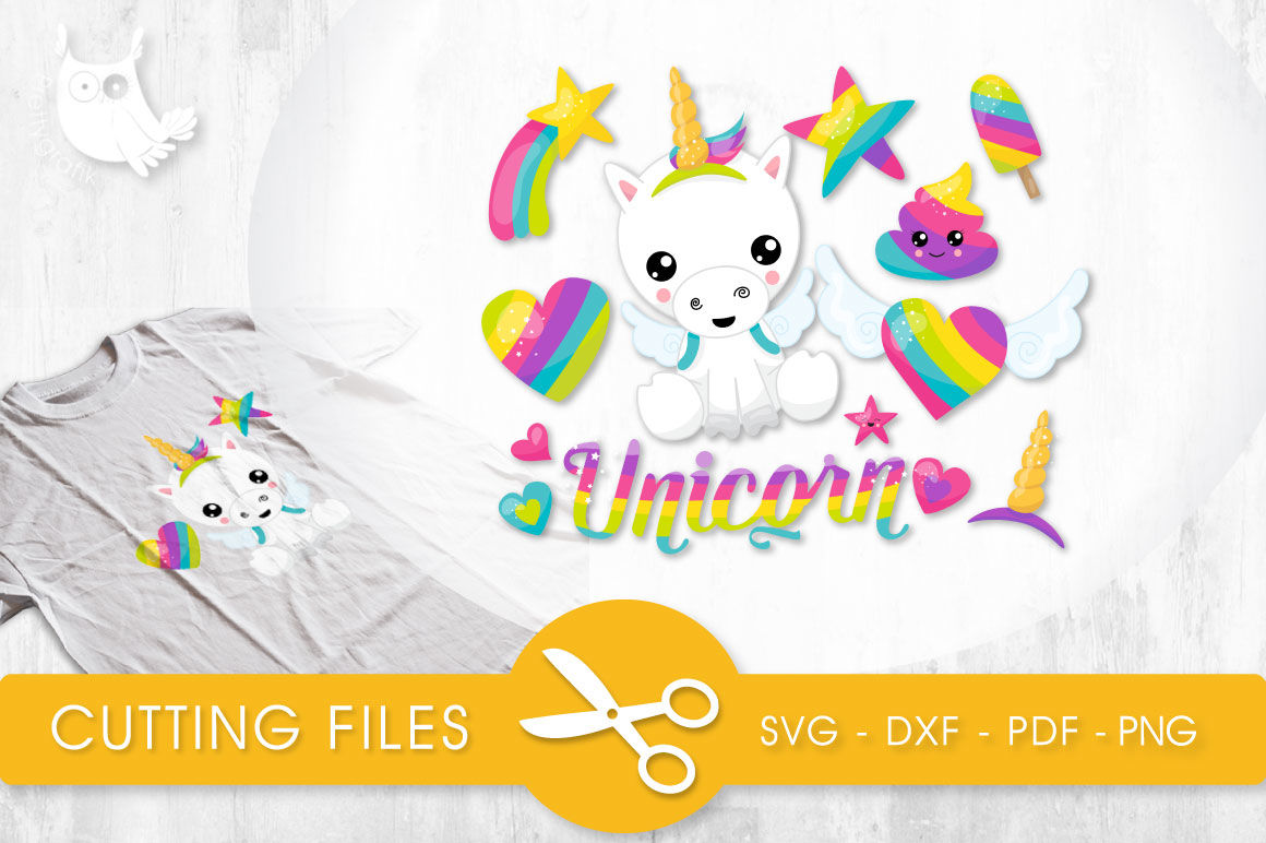 Rainbow Unicorn Svg Png Eps Dxf Cut File By Prettycuttables Thehungryjpeg Com