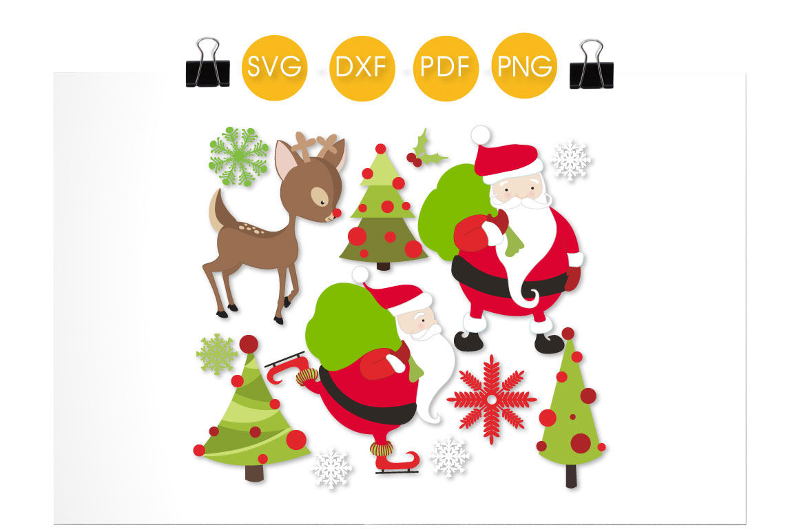 Santa And His Reindeer Svg Png Eps Dxf Cut File By Prettycuttables Thehungryjpeg Com