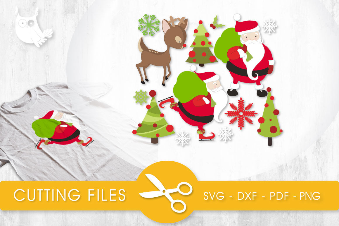 Santa And His Reindeer Svg Png Eps Dxf Cut File By Prettycuttables Thehungryjpeg Com