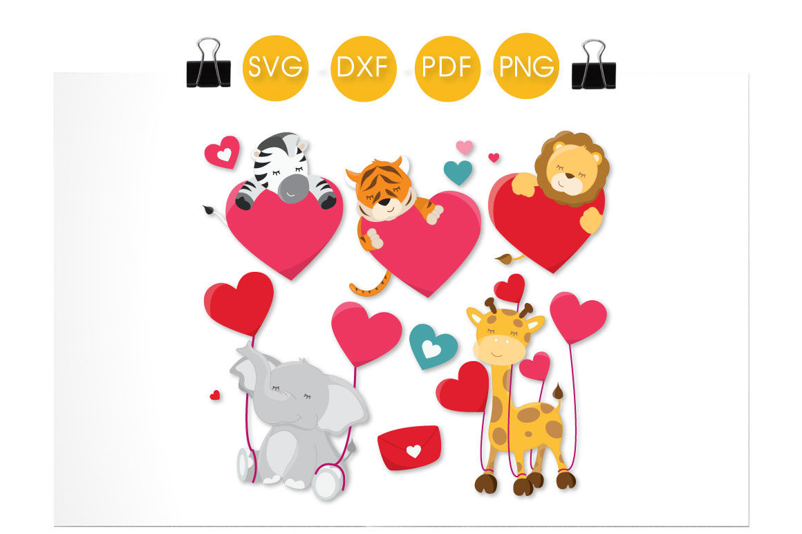 Valentine Animals SVG, PNG, EPS, DXF, cut file By PrettyCuttables