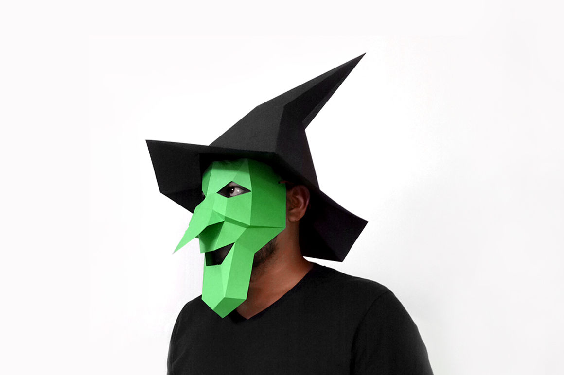 Diy Halloween Witch Mask 3d Papercraft By Paper Amaze Thehungryjpeg Com