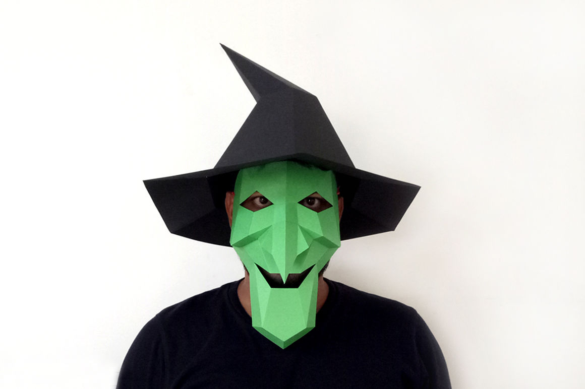 Diy Halloween Witch Mask 3d Papercraft By Paper Amaze Thehungryjpeg Com