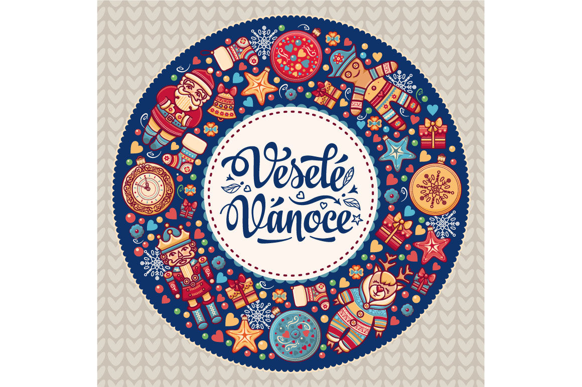 Vesele Vanoce. 15 Christmas greeting card. Congratulations on Czech ...