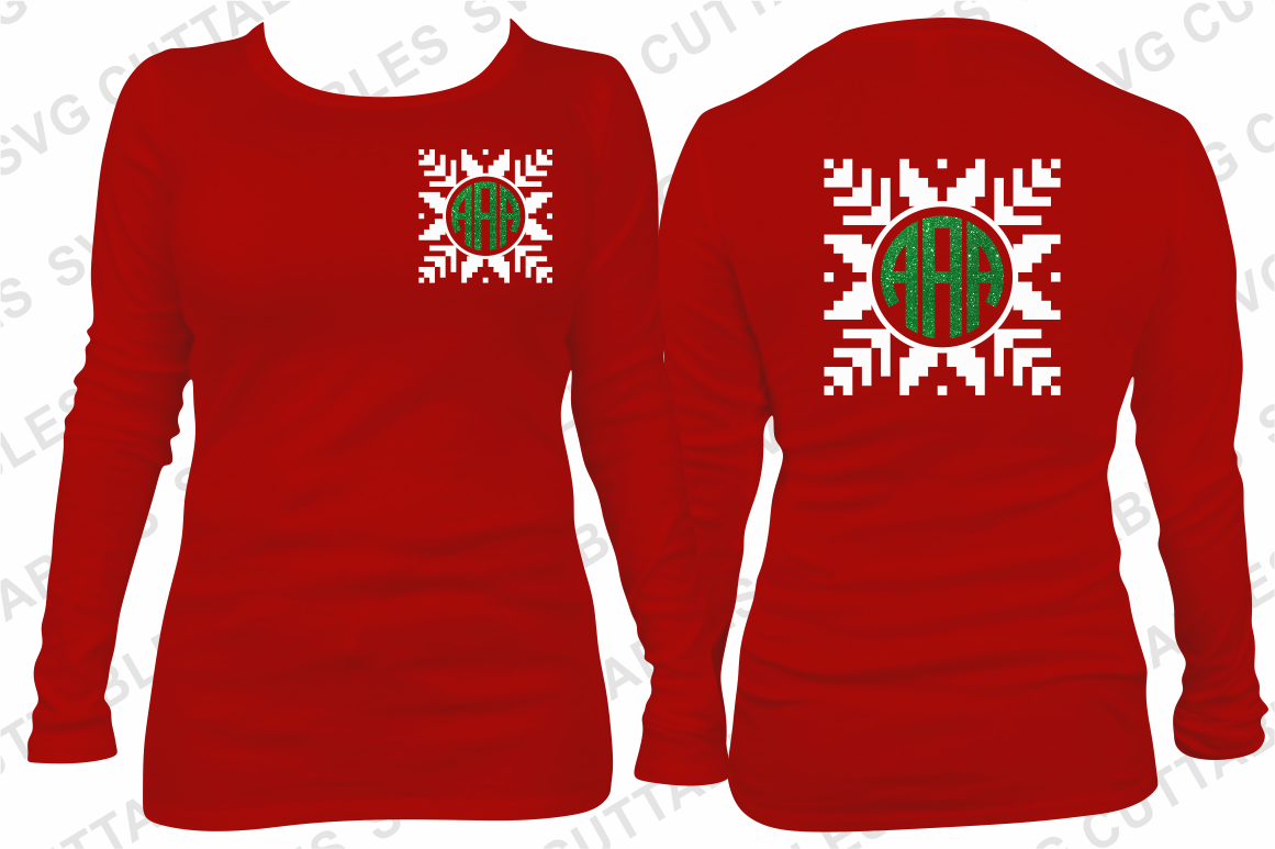 Christmas Sweater Monogram Frames By Svg Cuttables Thehungryjpeg Com