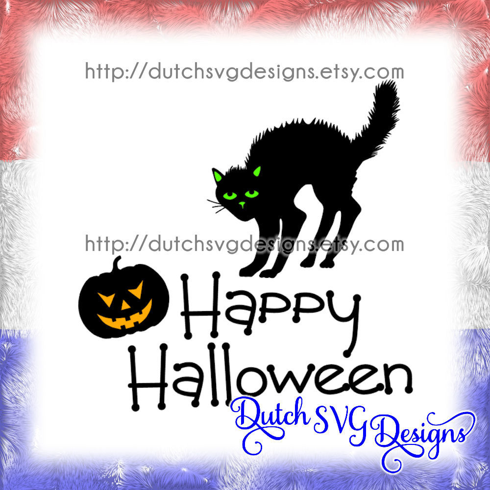Happy Halloween Cutting File With Black Cat And Pumpkin In Jpg Png Svg Eps Dxf For Cricut Silhouette Halloween Svg Pumpkin Svg By Dutch Svg Designs Thehungryjpeg Com