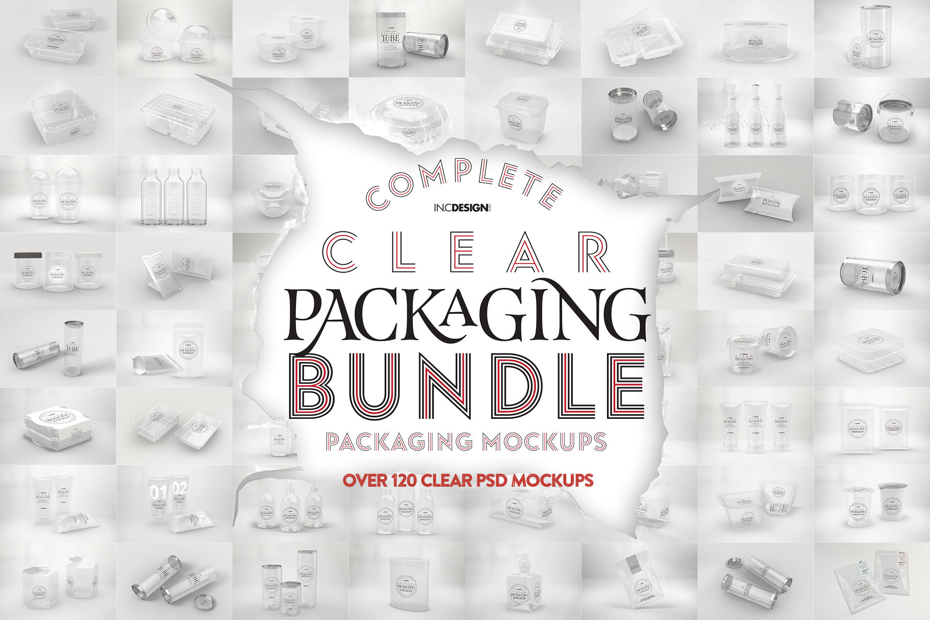 Bundle Clear Packaging Mock Ups By Inc Design Studio Thehungryjpeg Com