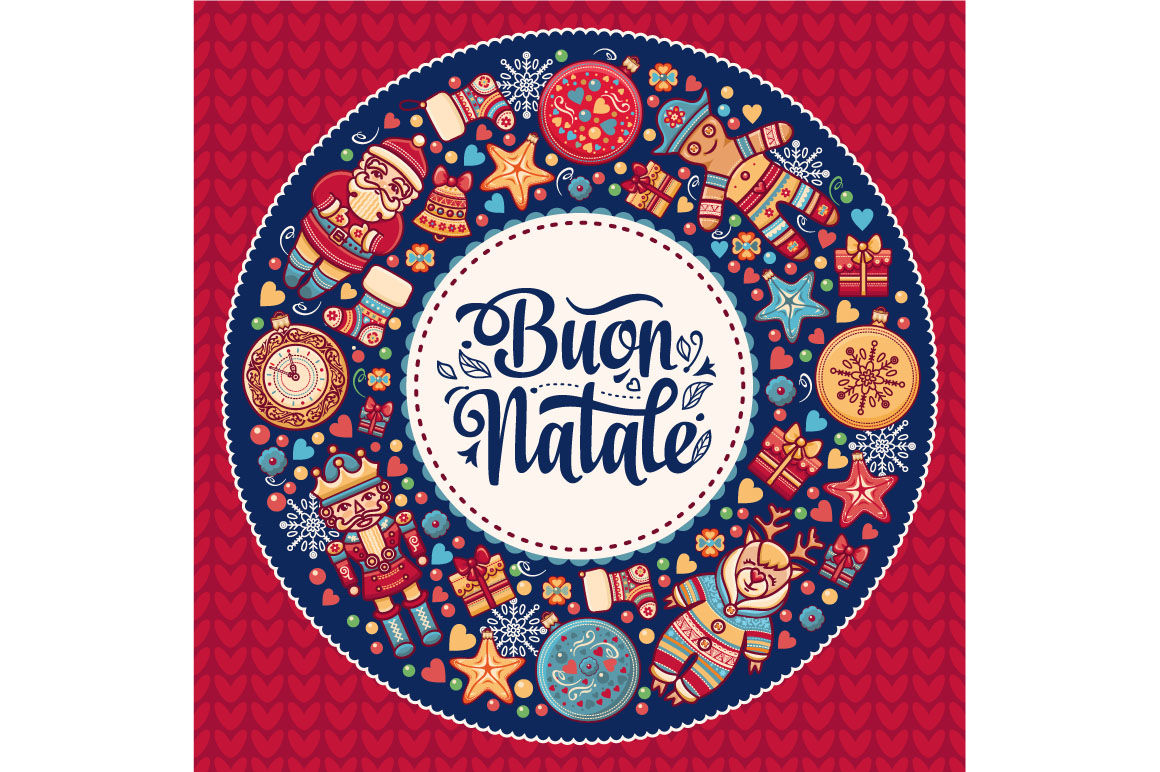Buon Natale Vintage.Buon Natale Christmas Template Greeting Card Winter Holiday In Italy Congratulation On Italian Vintage Style By Zoya Miller Thehungryjpeg Com