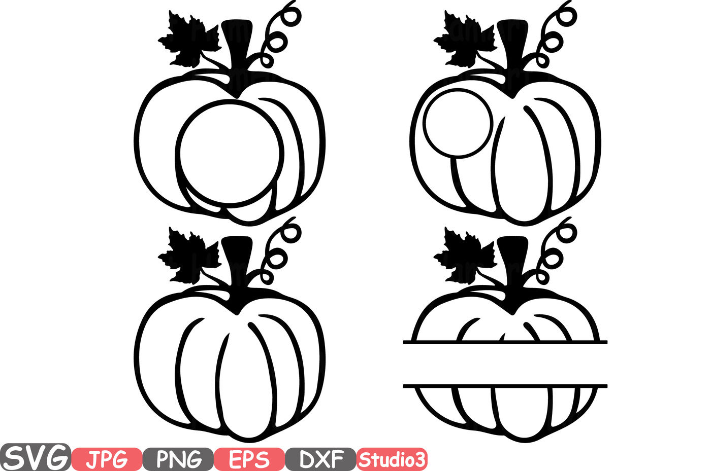 Download Pumpkin Split & Circle Monogram Silhouette SVG Cutting ...