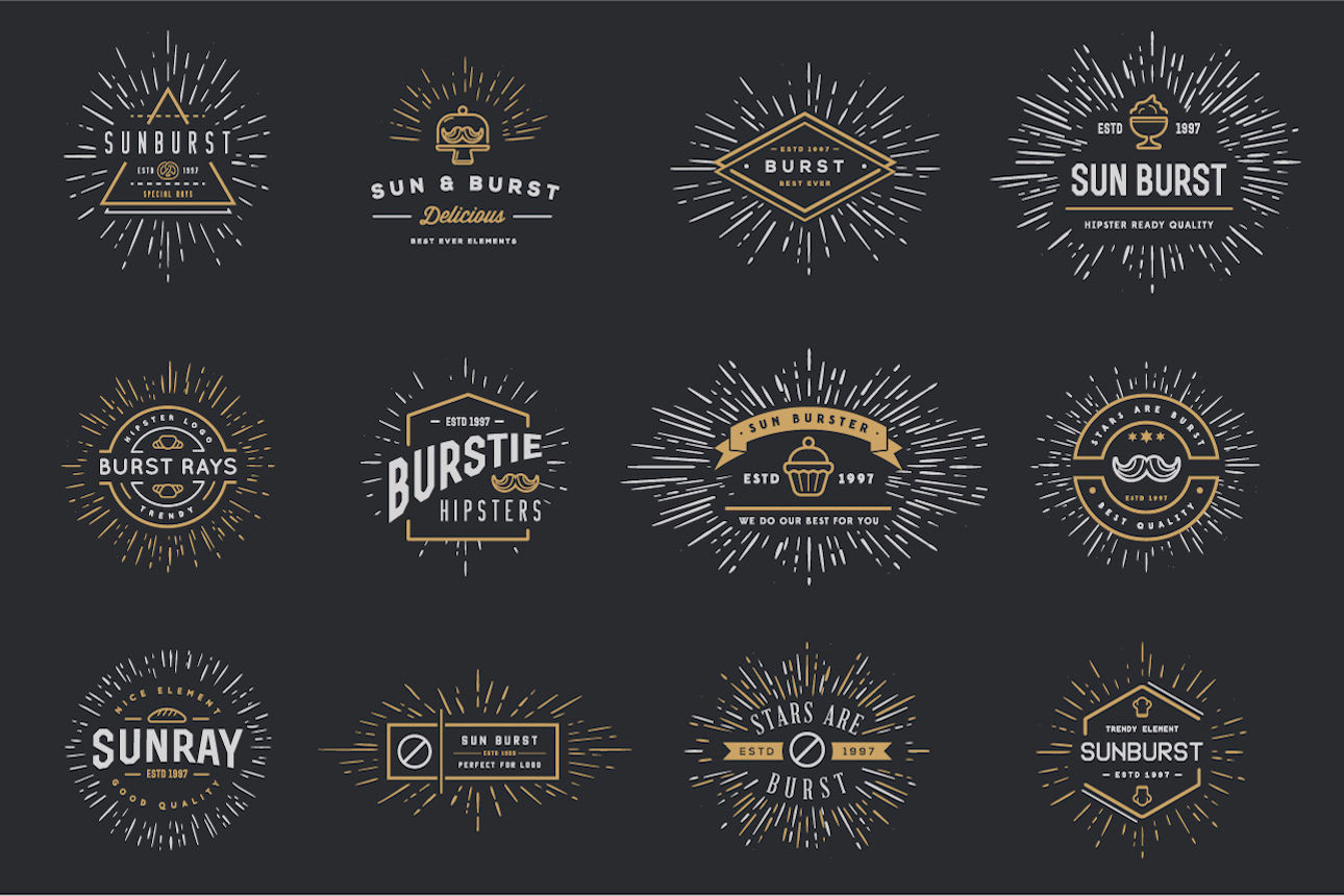 Awesome Vector Sunburst Elements By Ckybe's Store | TheHungryJPEG