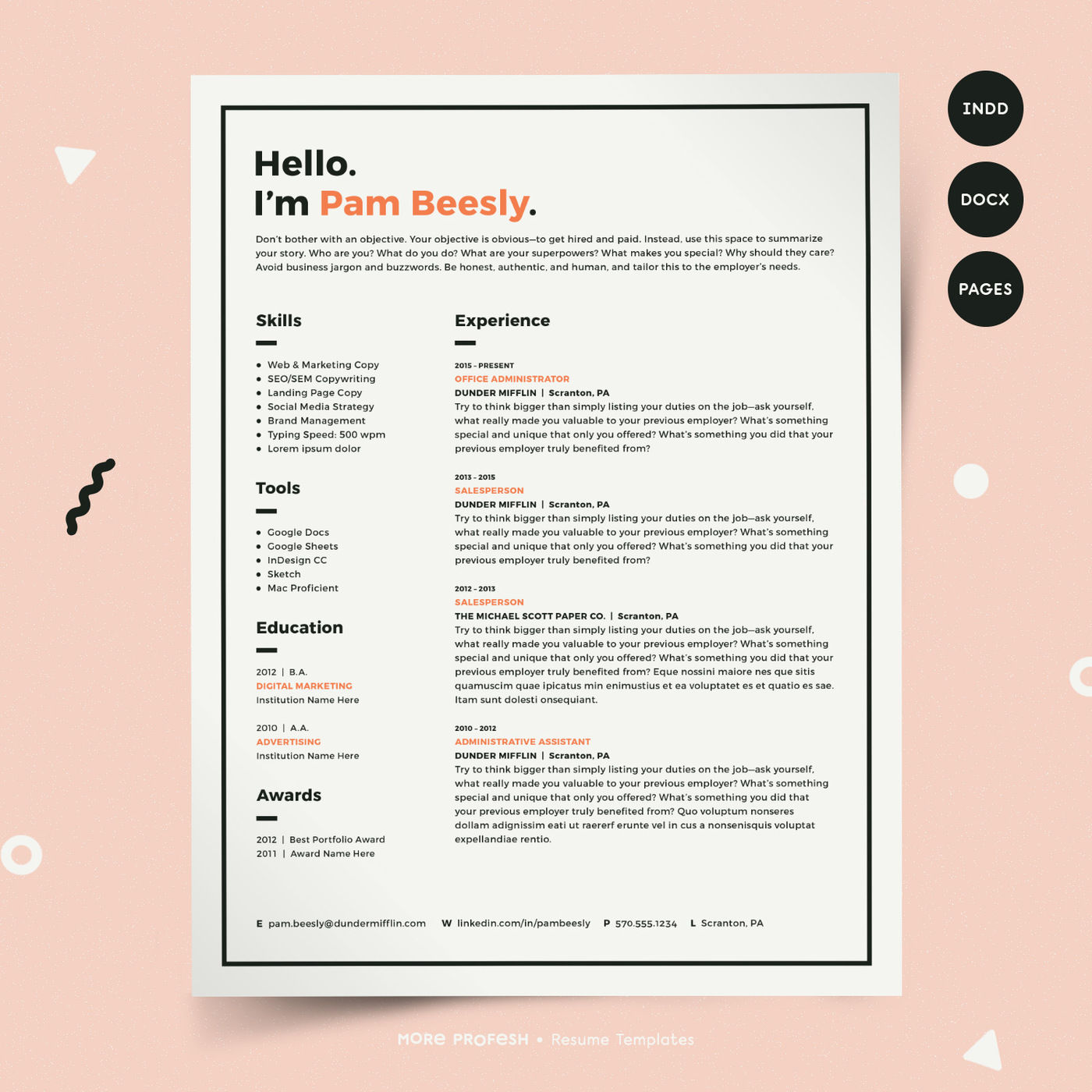 Resume Template Modern Resume Resume Pdf Cv Template Resume Template For Mac Resume Pages Resume Word Resume Indesign Mac Resume By More Profesh Thehungryjpeg Com