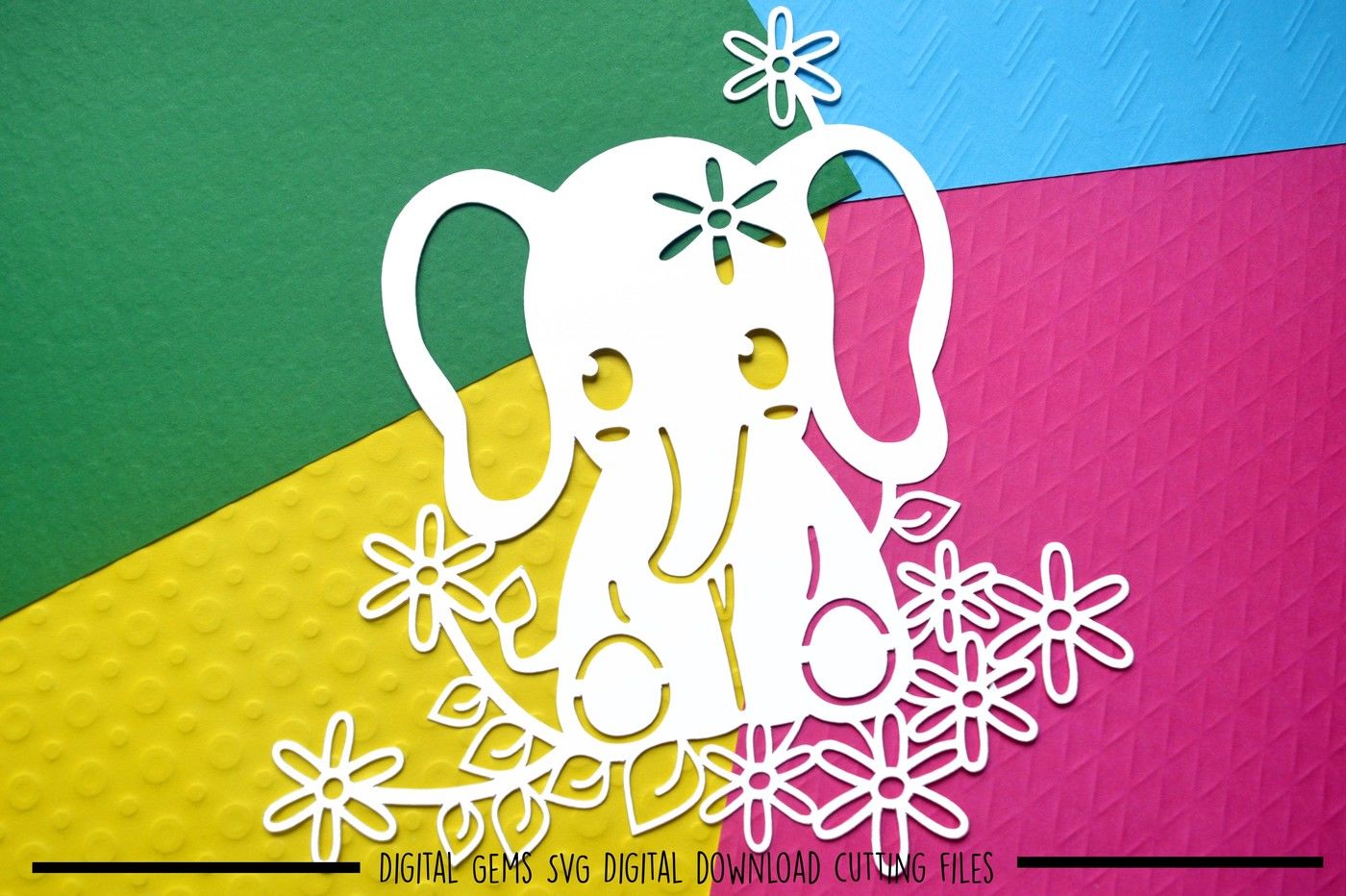 Download Elephant Paper Cut Svg Dxf Eps Files By Digital Gems Thehungryjpeg Com