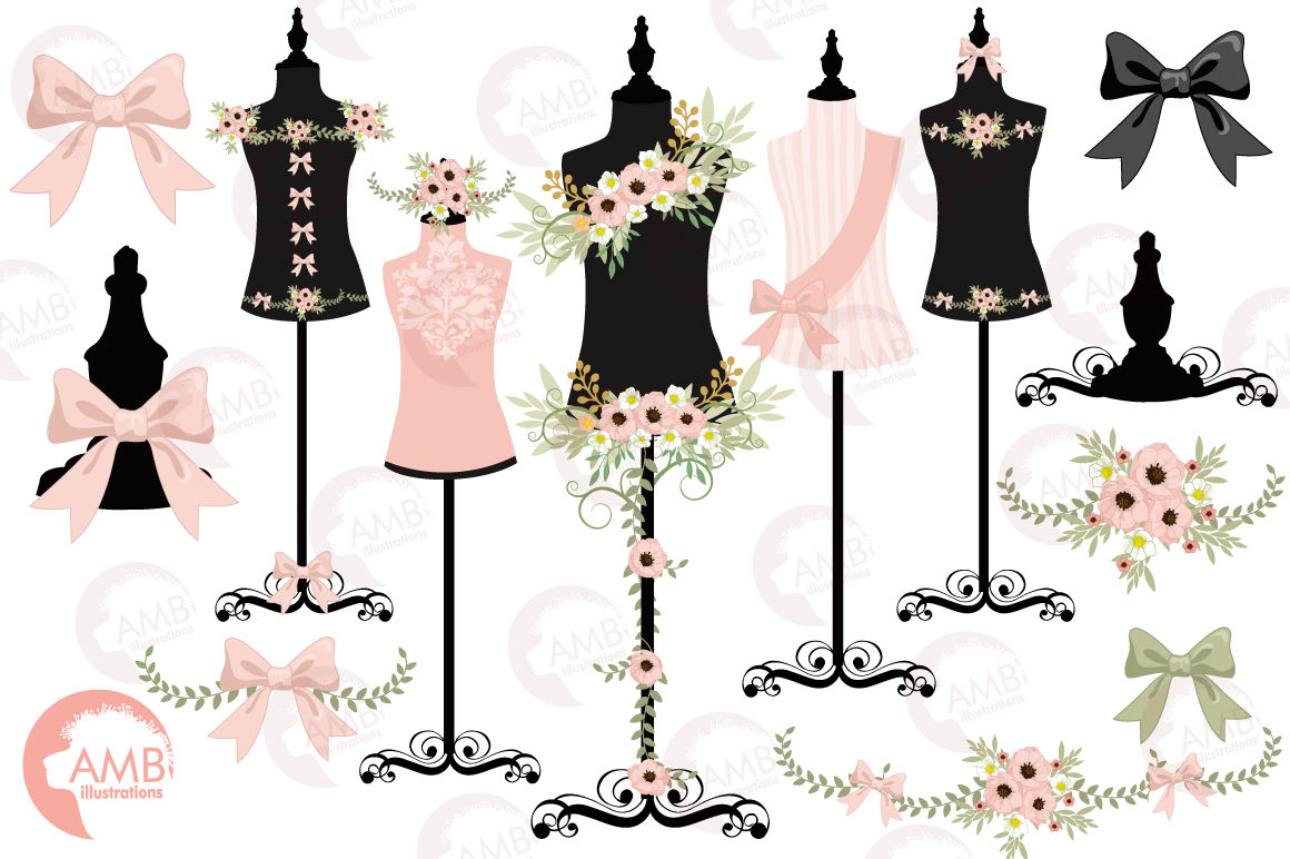 Dress forms mannequin clipart, graphics, illustrations AMB-1008 By ...