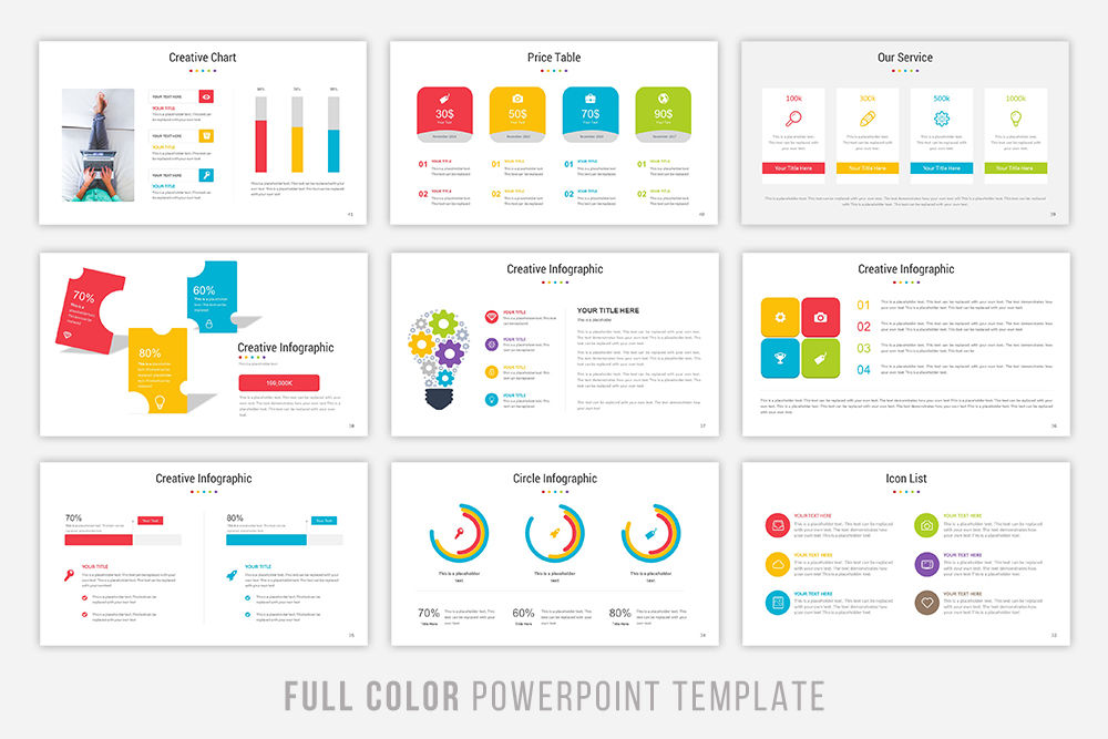 Full Color Powerpoint Template By Brandearth Thehungryjpeg Com