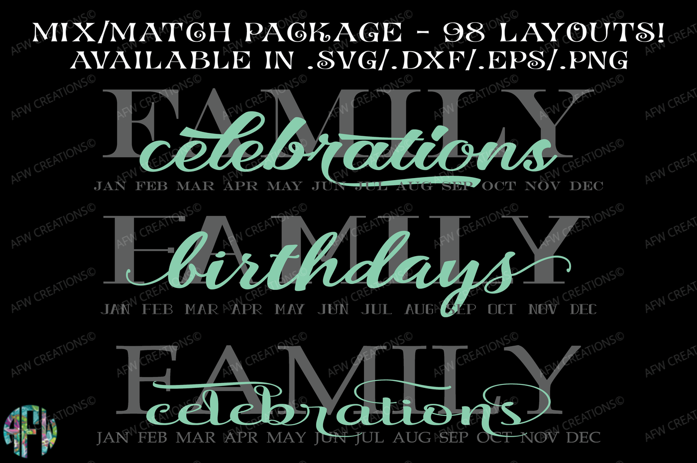 Download Family Birthdays & Celebrations - SVG, DXF, EPS Cut FIles ...
