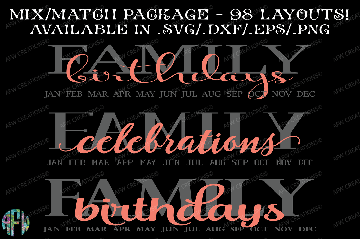 Download Family Birthdays & Celebrations - SVG, DXF, EPS Cut FIles ...