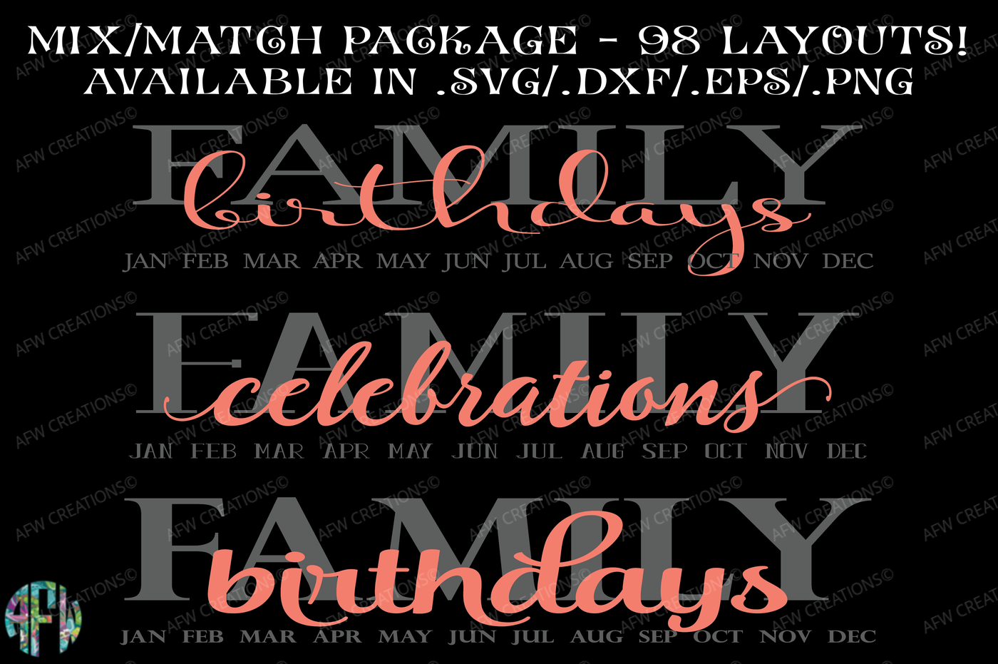 Download Family Birthdays & Celebrations - SVG, DXF, EPS Cut FIles By AFW Designs | TheHungryJPEG.com