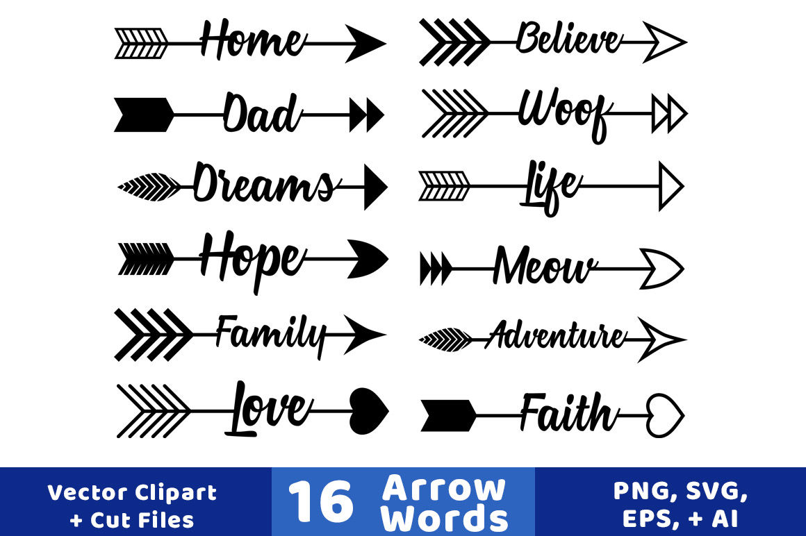 16 Arrow Words Clipart Rustic Arrows Clipart Arrow Svgs Wedding Clipart Vector Arrows Arrow Graphics By Digital Download Shop Thehungryjpeg Com