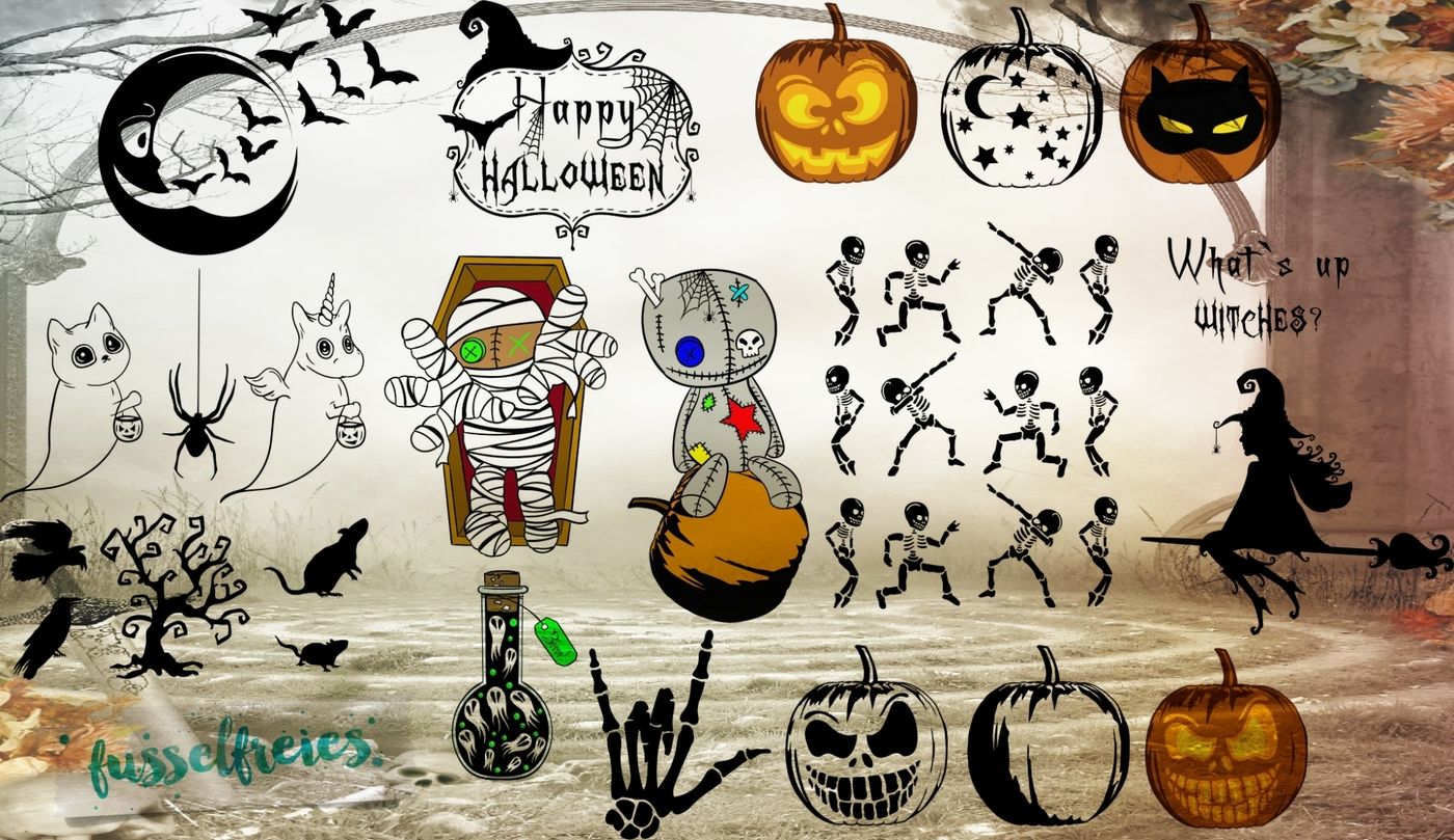 Spooky Halloween Vol2 Svg Dxf Png Cutting Files 30 Designs By Fusselfreies Thehungryjpeg Com